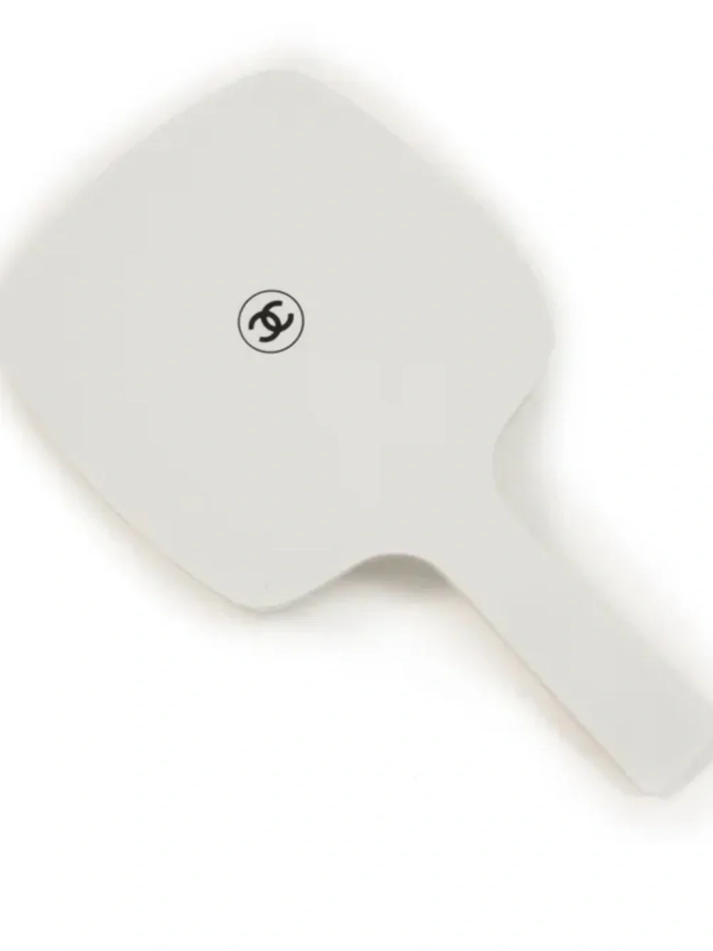 CHANEL White Hand Mirror CC Logo